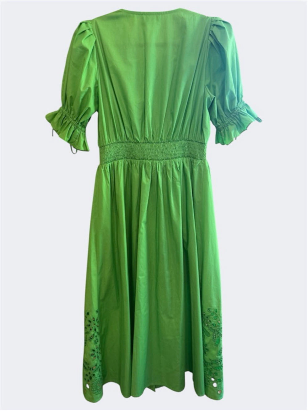 Entro Women's Eyelet Detail Midi Dress in Green Size S - Picture 3 of 7